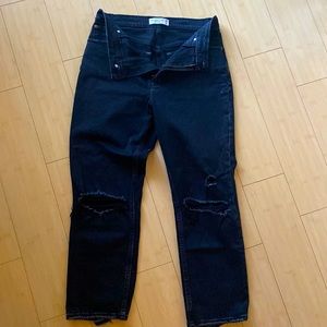 Abercrombie & Fitch Ultra High Rise Ankle Straight Jeans in Black 28/6 regular